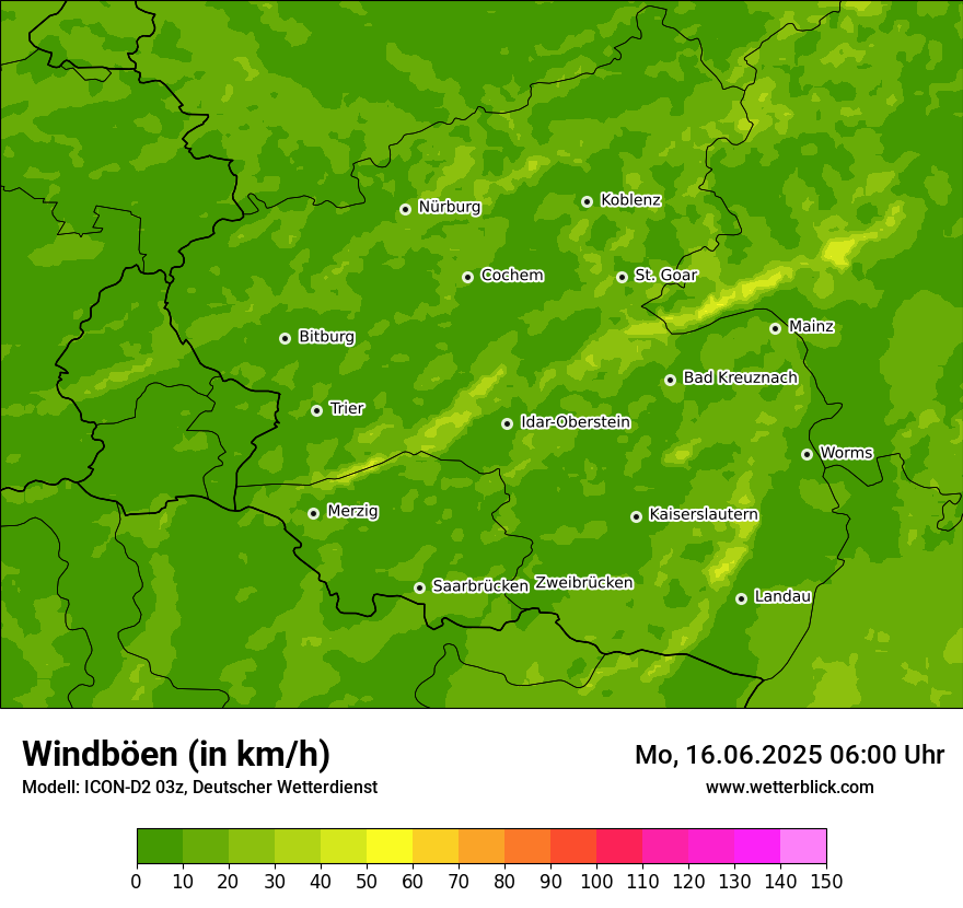 Modellkarten Windgeschwindigkeit