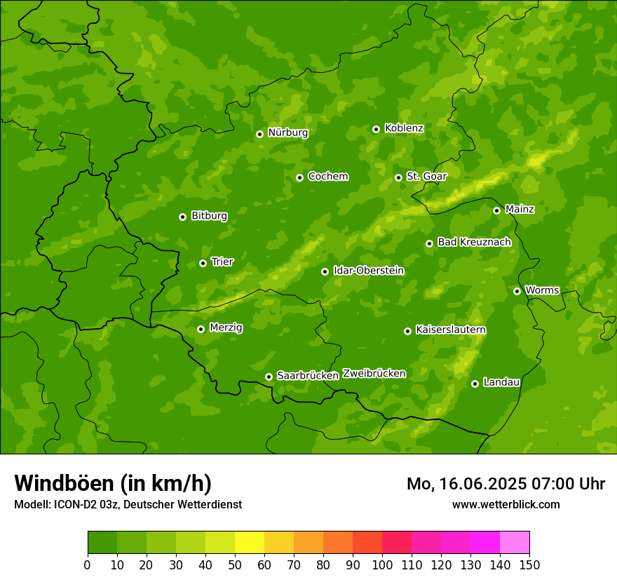 Modellkarten Windgeschwindigkeit