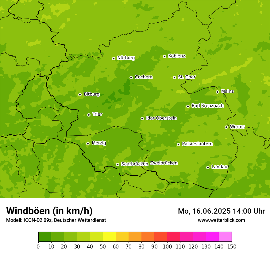 Modellkarten Windgeschwindigkeit