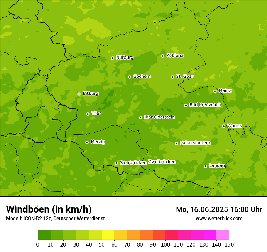 Modellkarten Windgeschwindigkeit