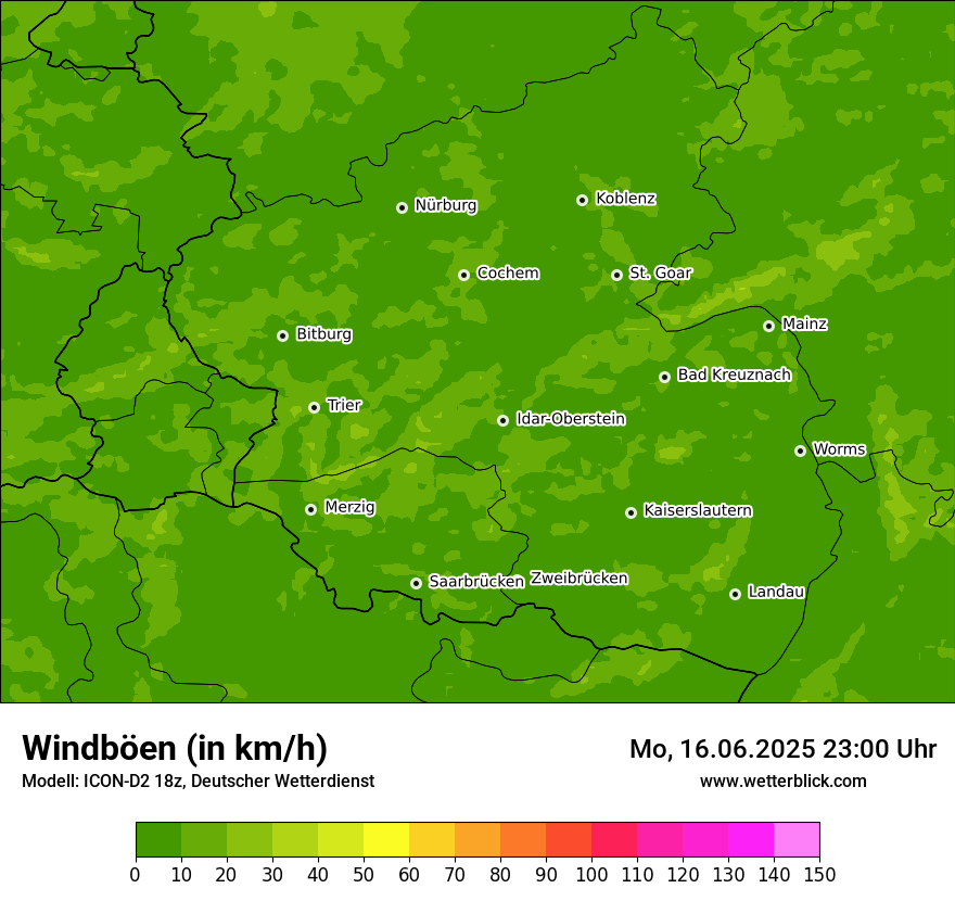 Modellkarten Windgeschwindigkeit