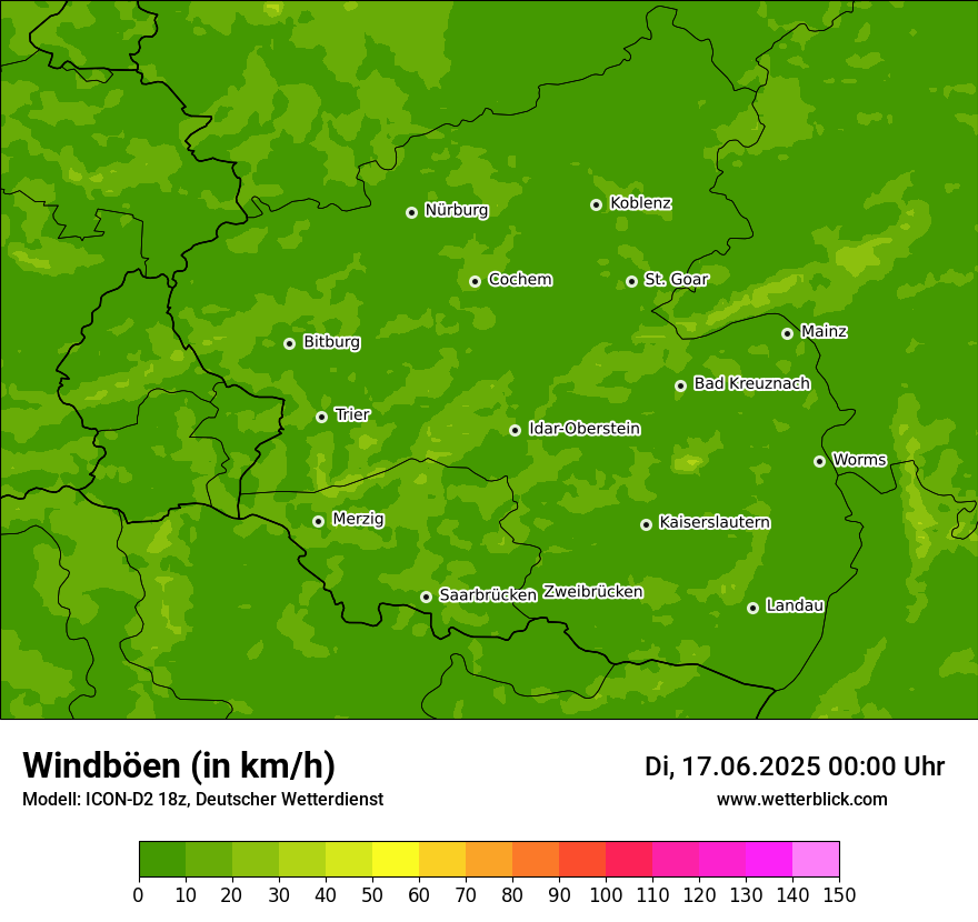 Modellkarten Windgeschwindigkeit