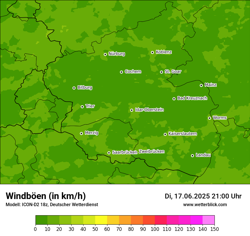 Modellkarten Windgeschwindigkeit