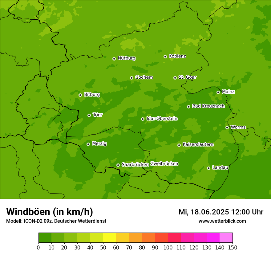 Modellkarten Windgeschwindigkeit