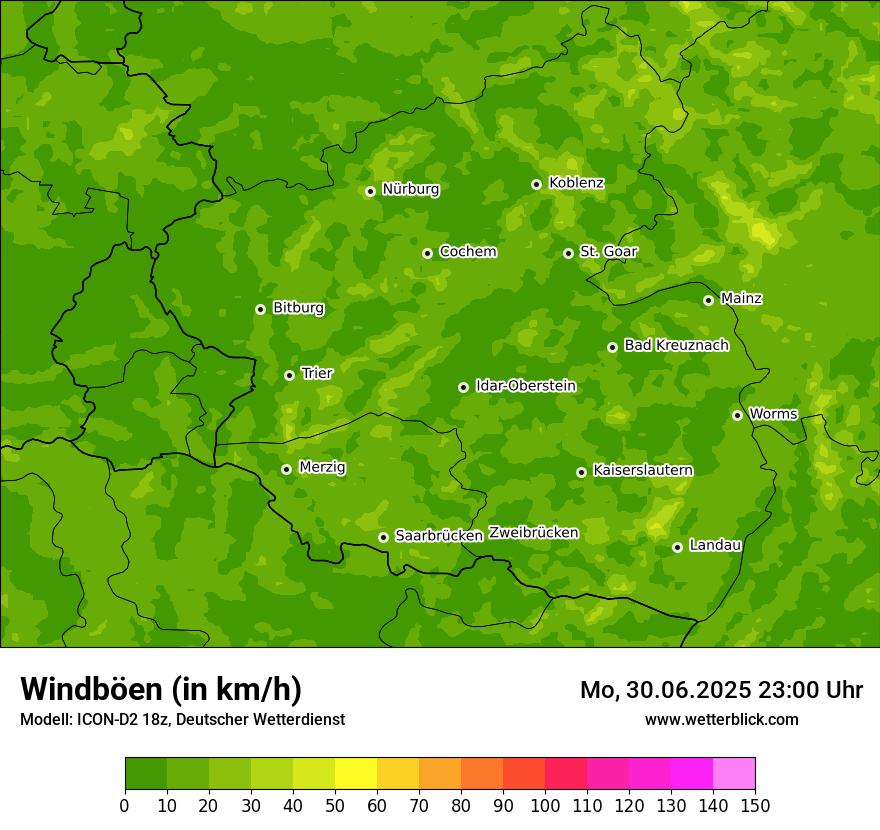 Modellkarten Windgeschwindigkeit