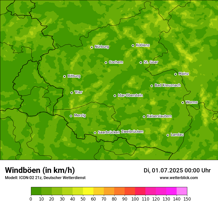 Modellkarten Windgeschwindigkeit