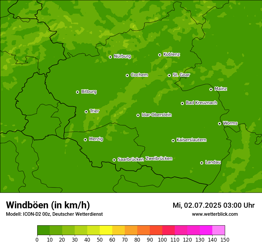 Modellkarten Windgeschwindigkeit
