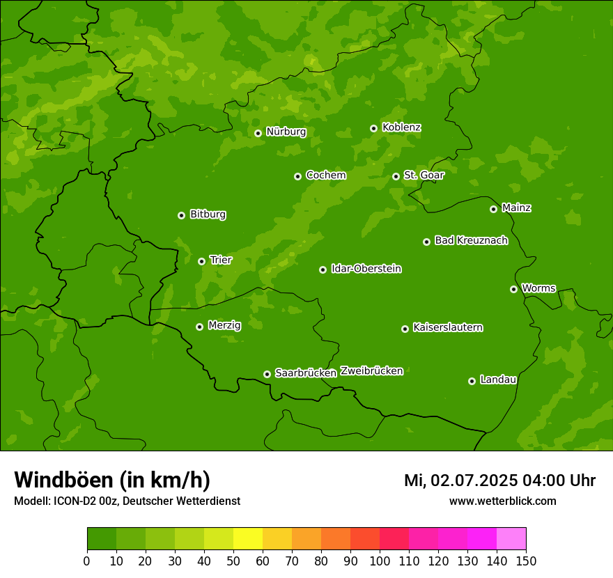 Modellkarten Windgeschwindigkeit