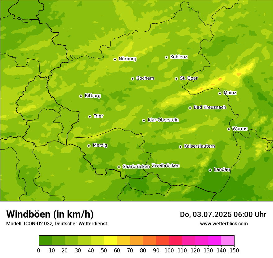 Modellkarten Windgeschwindigkeit