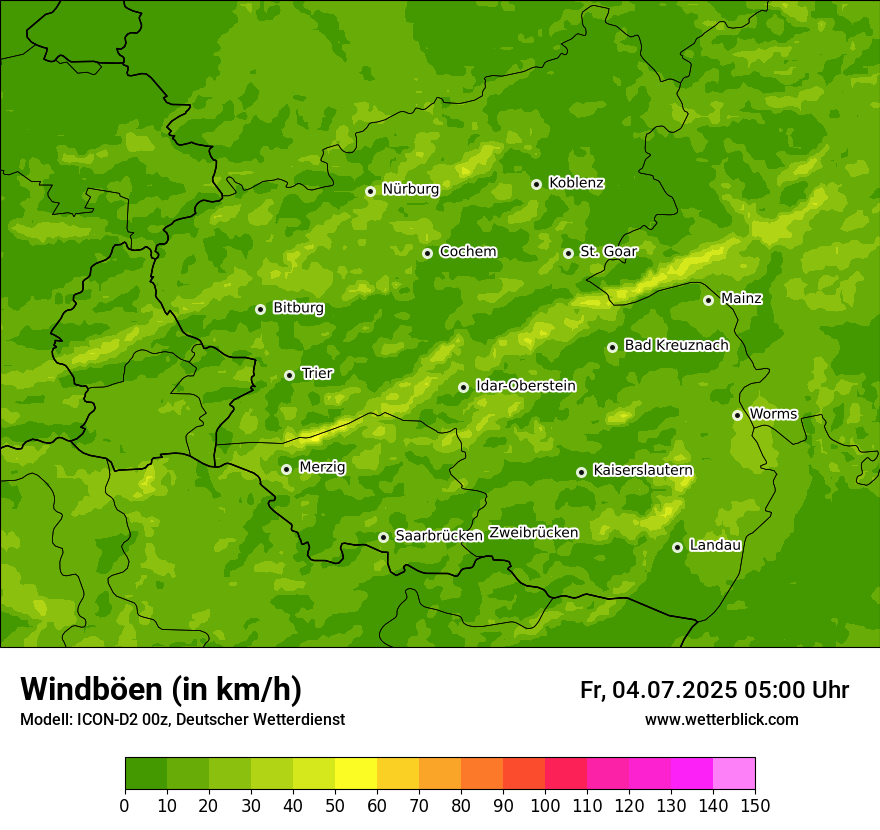 Modellkarten Windgeschwindigkeit