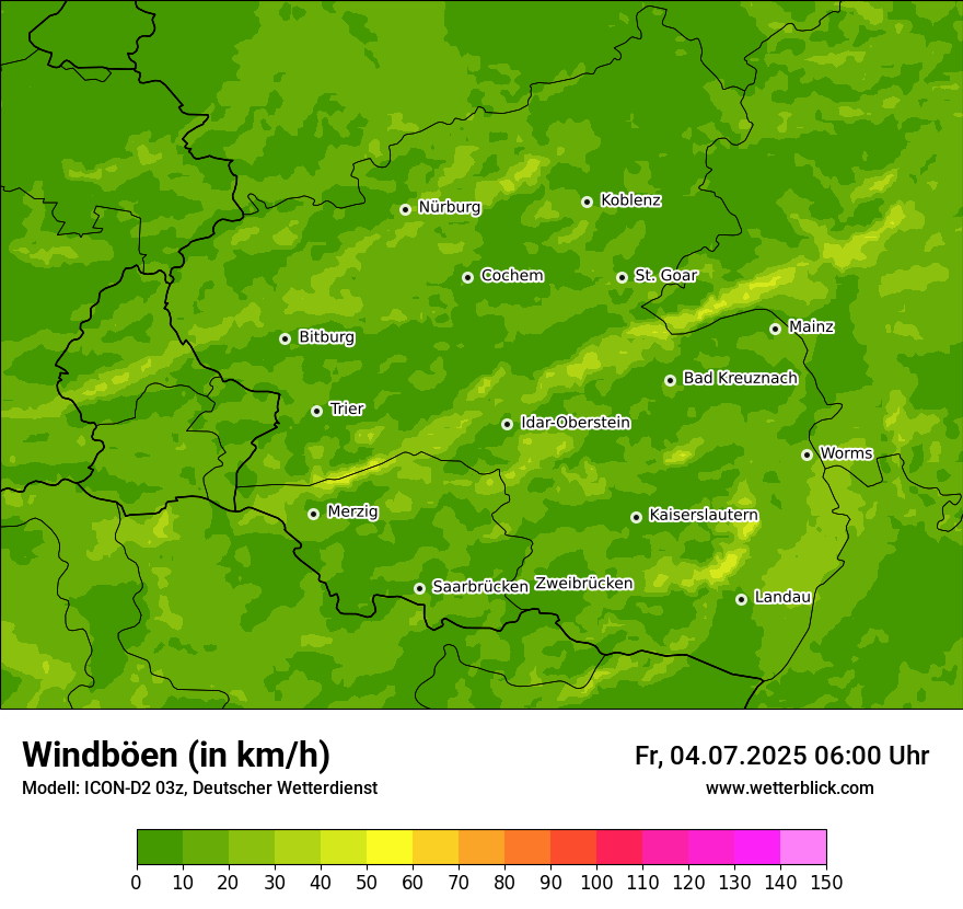 Modellkarten Windgeschwindigkeit