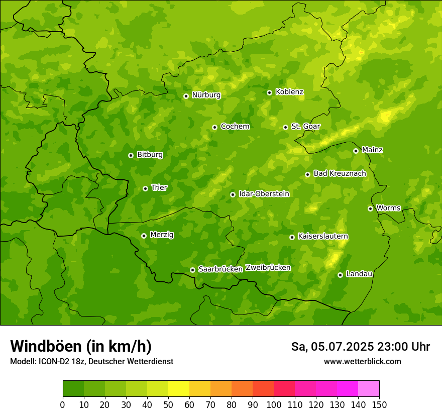 Modellkarten Windgeschwindigkeit