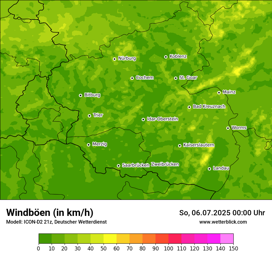 Modellkarten Windgeschwindigkeit