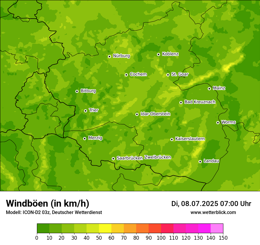 Modellkarten Windgeschwindigkeit