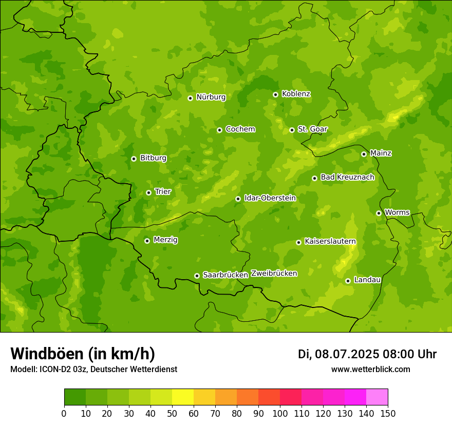 Modellkarten Windgeschwindigkeit
