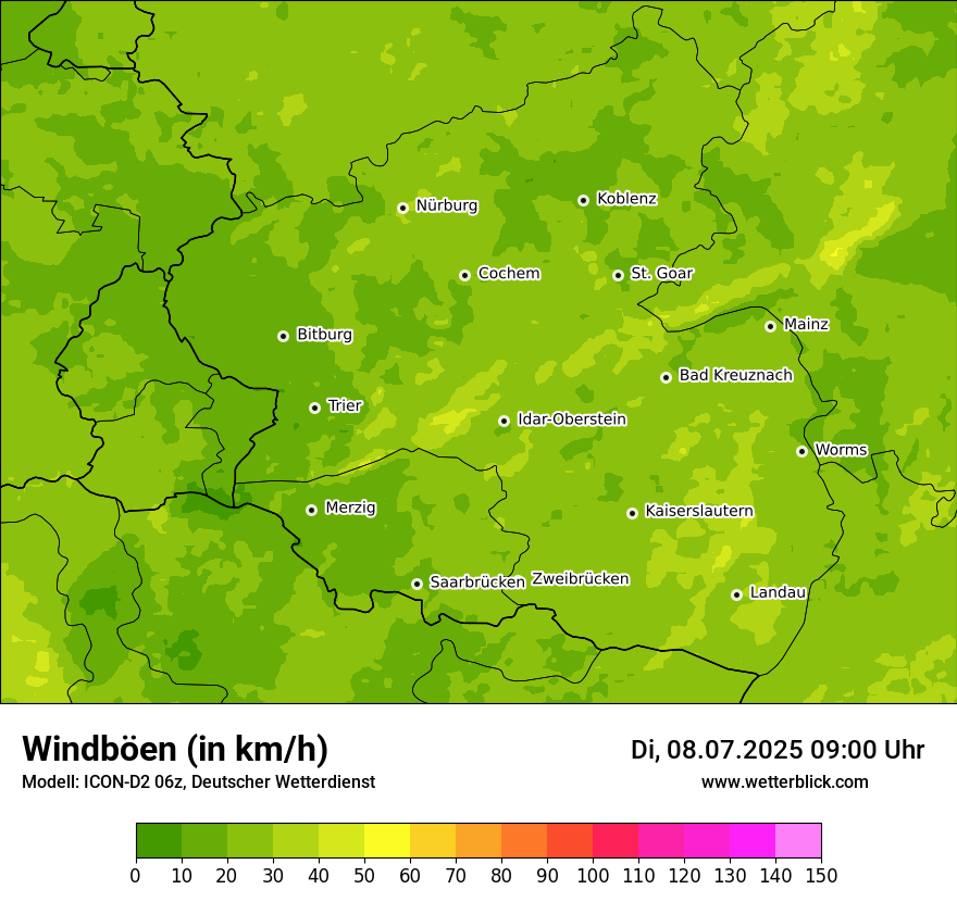 Modellkarten Windgeschwindigkeit