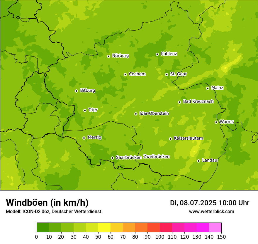 Modellkarten Windgeschwindigkeit