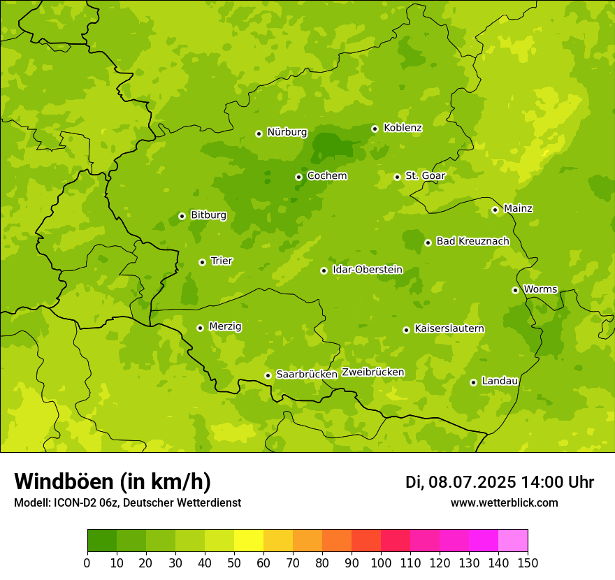 Modellkarten Windgeschwindigkeit