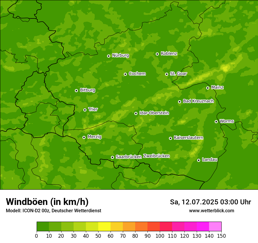 Modellkarten Windgeschwindigkeit