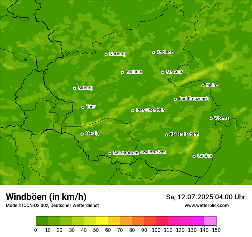 Modellkarten Windgeschwindigkeit