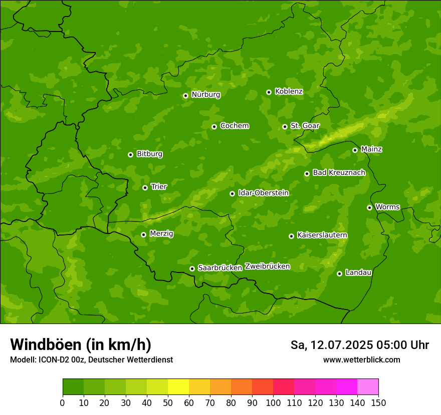 Modellkarten Windgeschwindigkeit