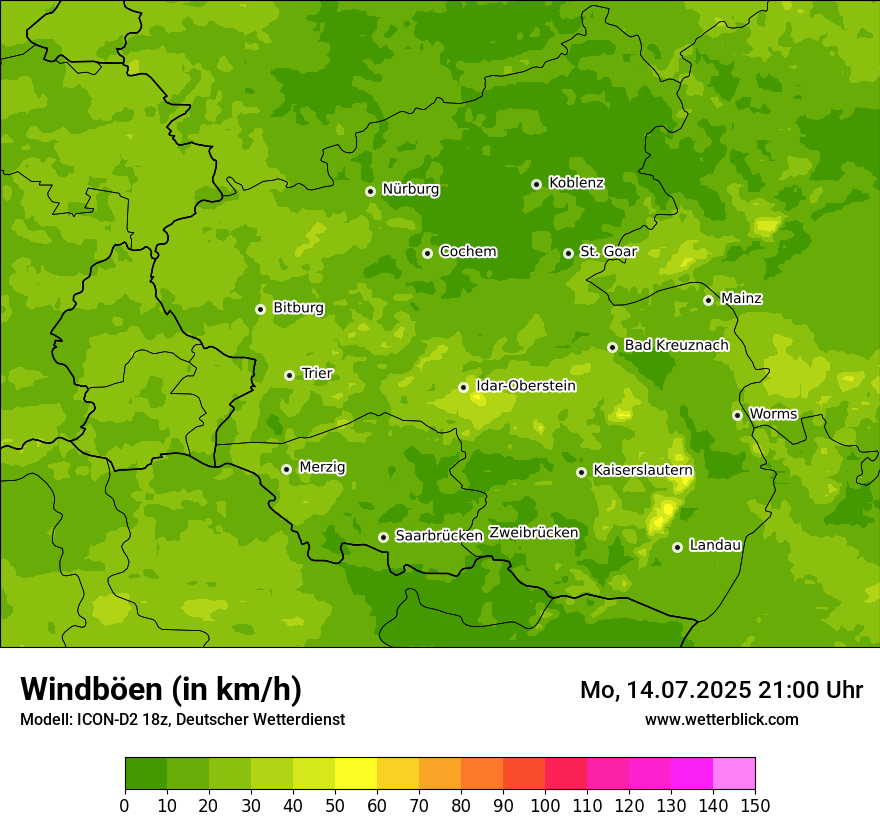 Modellkarten Windgeschwindigkeit