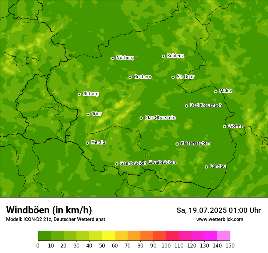 Modellkarten Windgeschwindigkeit