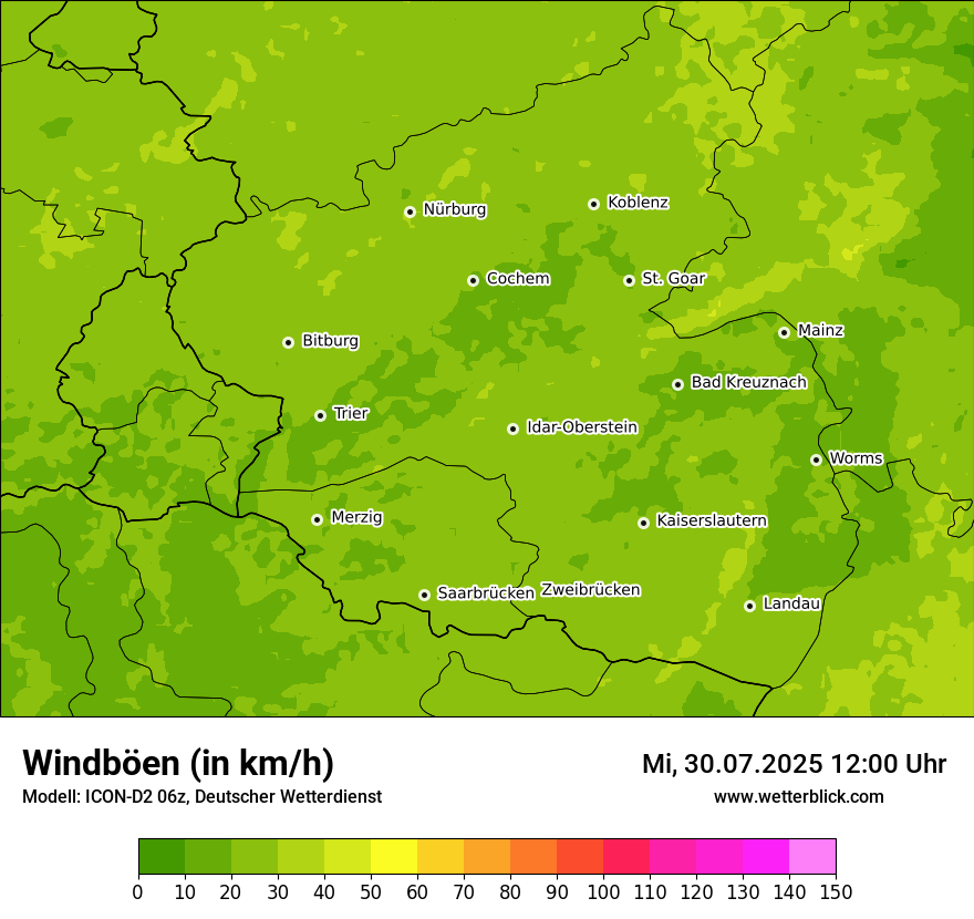Modellkarten Windgeschwindigkeit