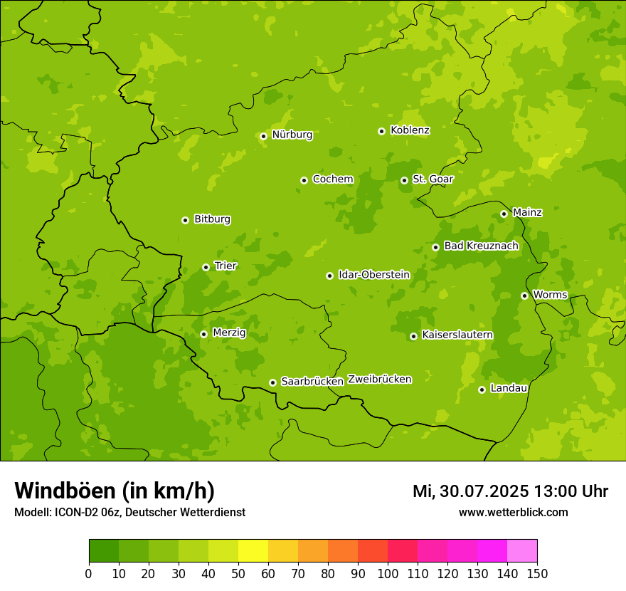 Modellkarten Windgeschwindigkeit