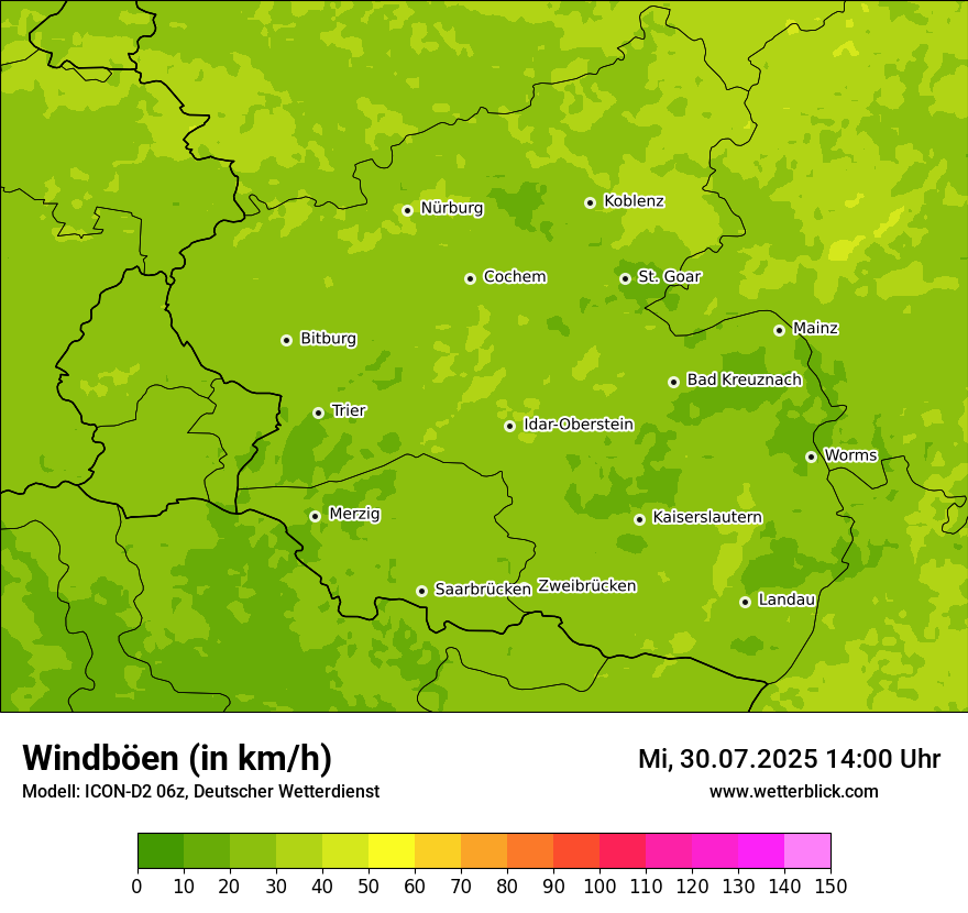 Modellkarten Windgeschwindigkeit