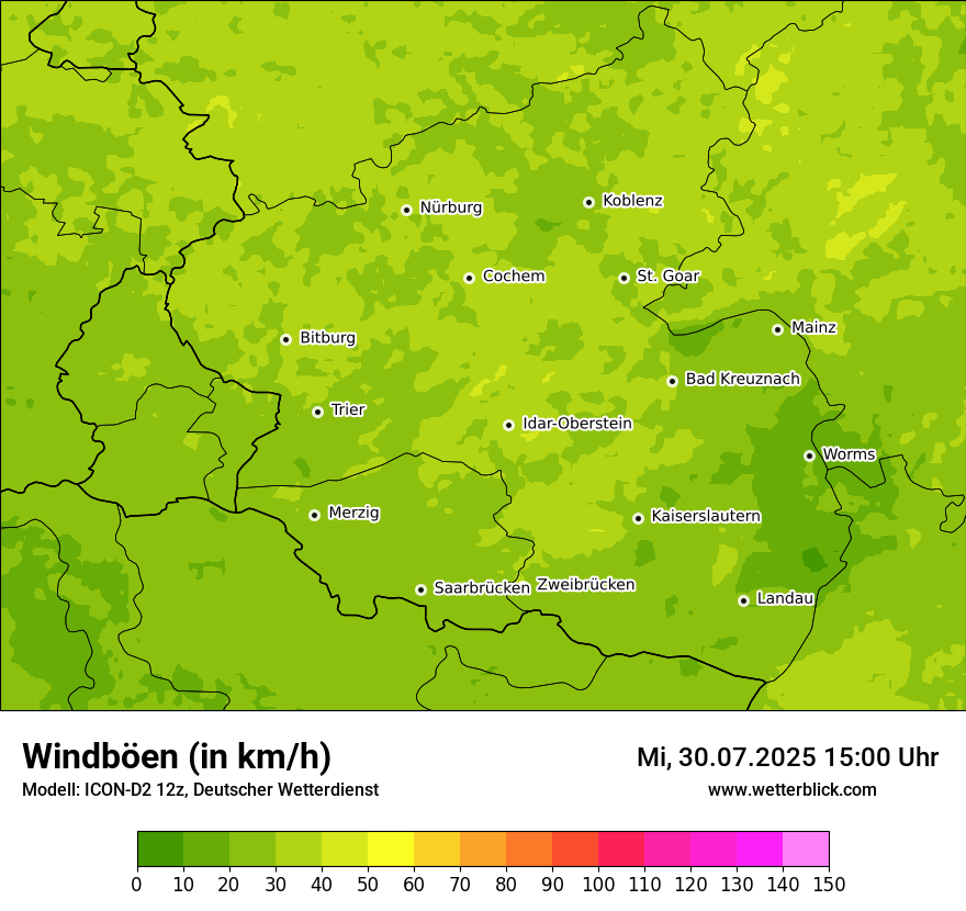 Modellkarten Windgeschwindigkeit