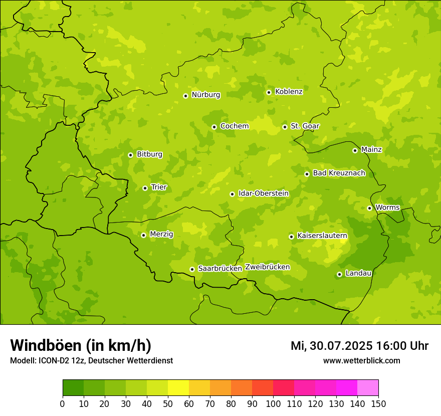 Modellkarten Windgeschwindigkeit