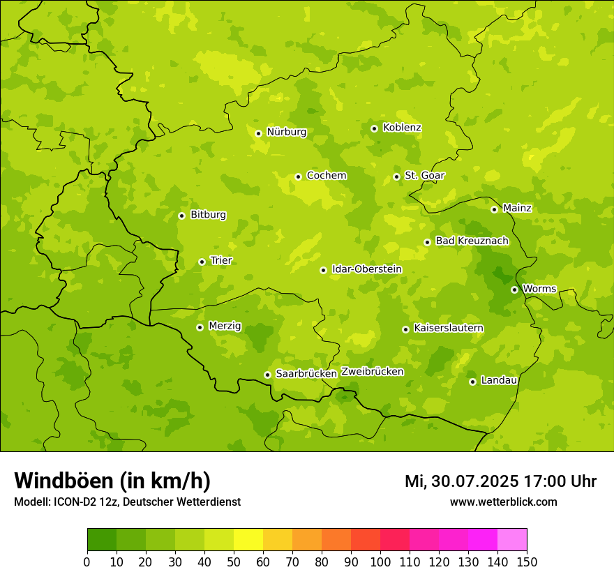 Modellkarten Windgeschwindigkeit