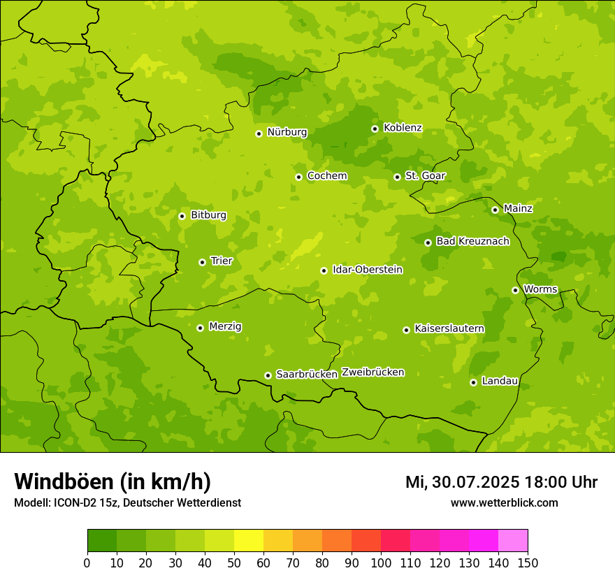 Modellkarten Windgeschwindigkeit