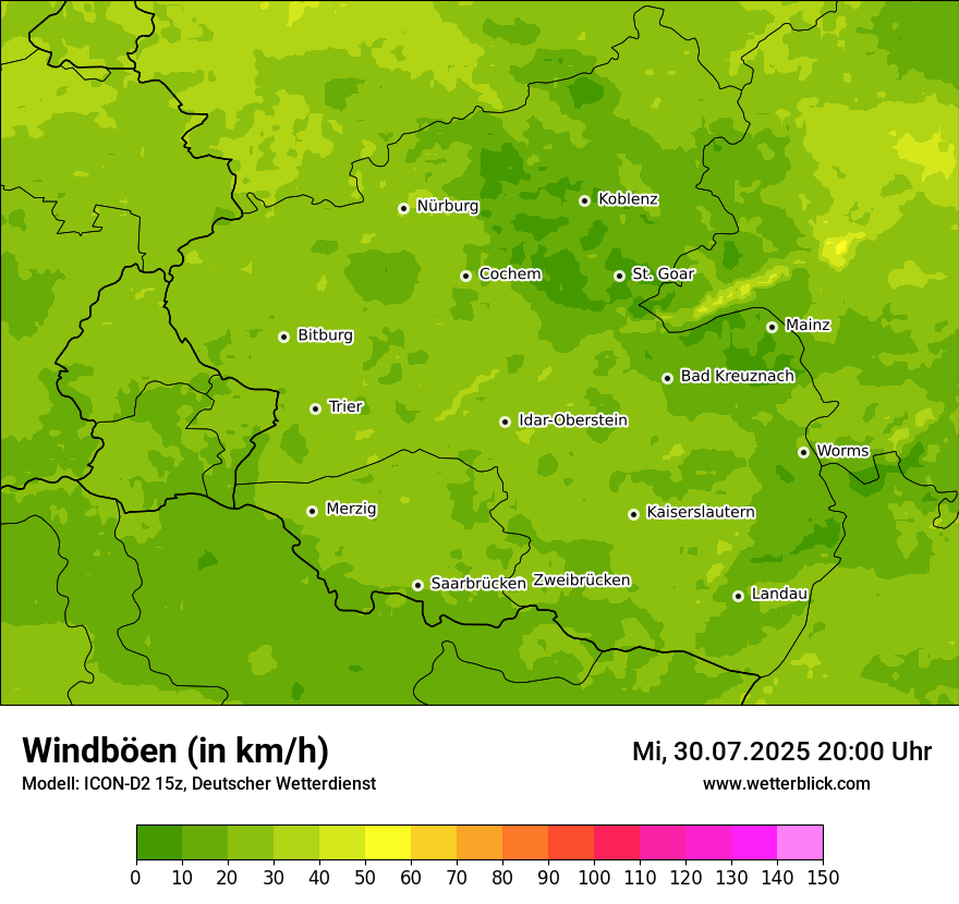 Modellkarten Windgeschwindigkeit