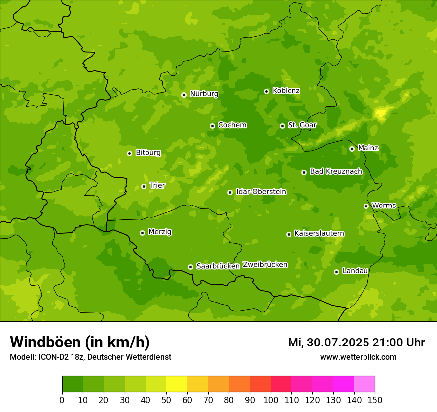 Modellkarten Windgeschwindigkeit