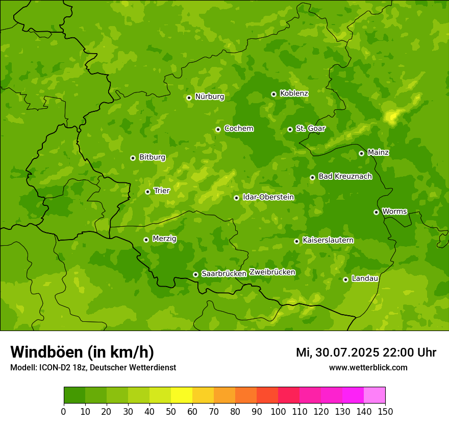 Modellkarten Windgeschwindigkeit