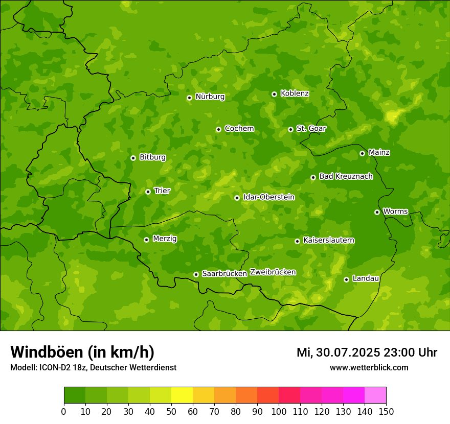 Modellkarten Windgeschwindigkeit