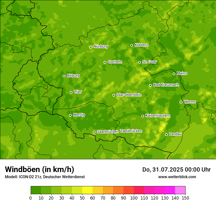 Modellkarten Windgeschwindigkeit