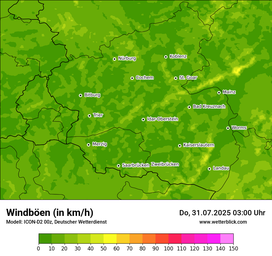 Modellkarten Windgeschwindigkeit