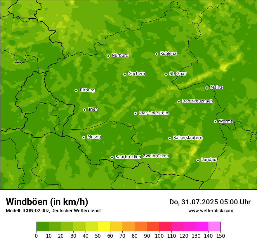 Modellkarten Windgeschwindigkeit