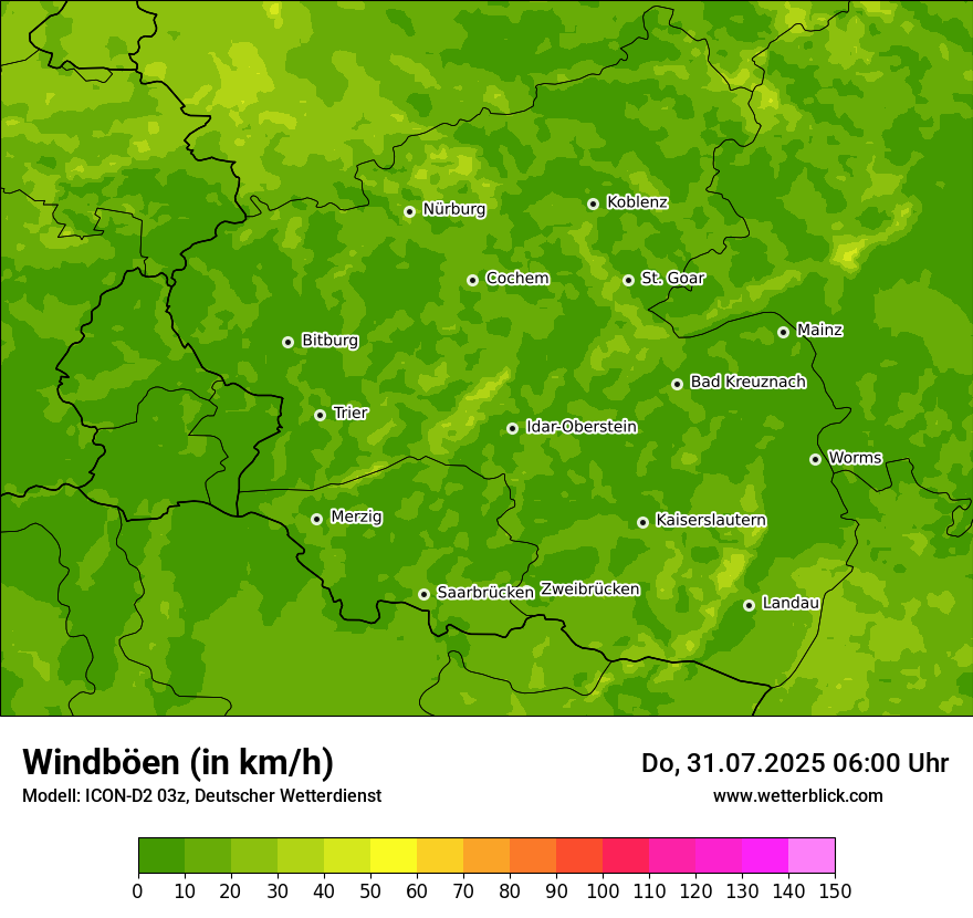 Modellkarten Windgeschwindigkeit