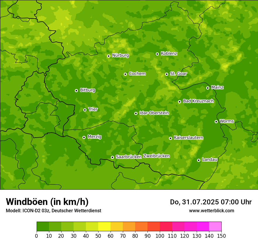 Modellkarten Windgeschwindigkeit