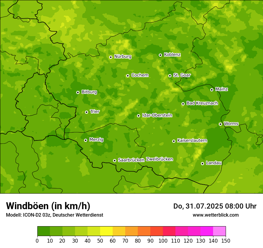Modellkarten Windgeschwindigkeit