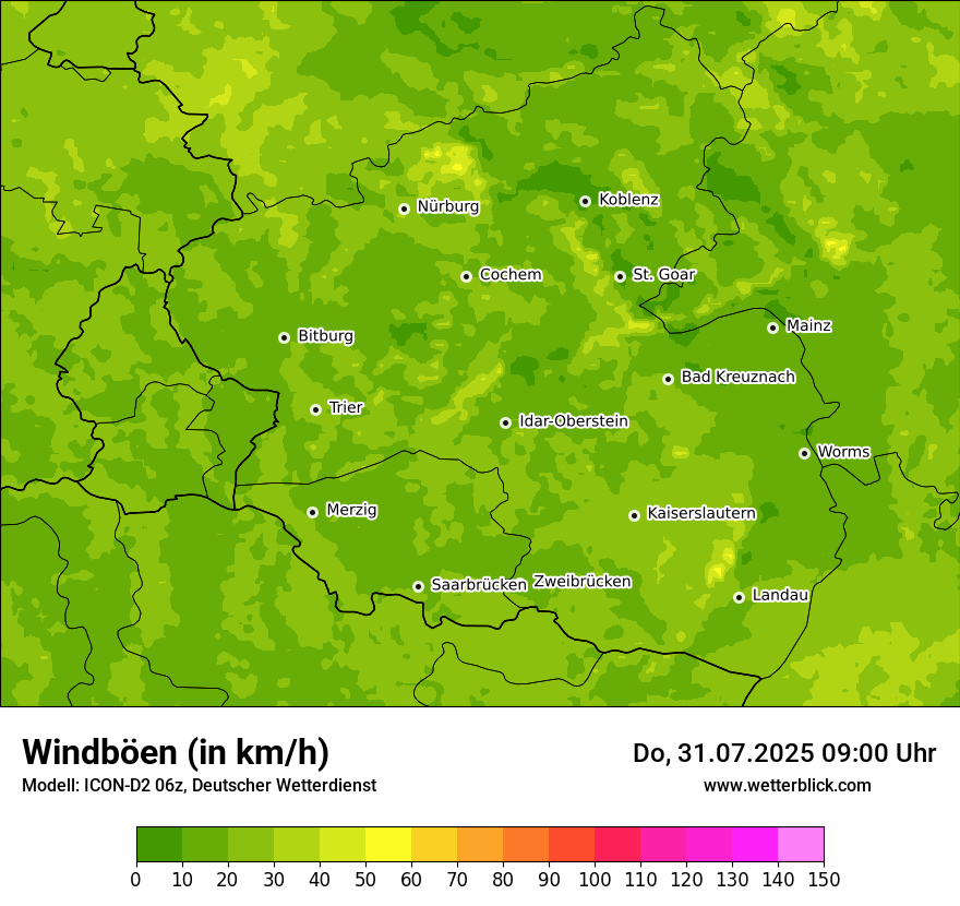 Modellkarten Windgeschwindigkeit