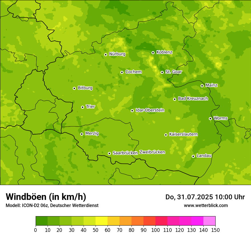 Modellkarten Windgeschwindigkeit