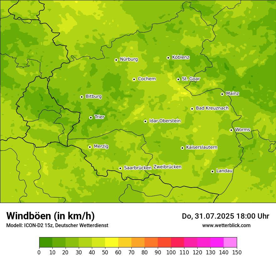 Modellkarten Windgeschwindigkeit