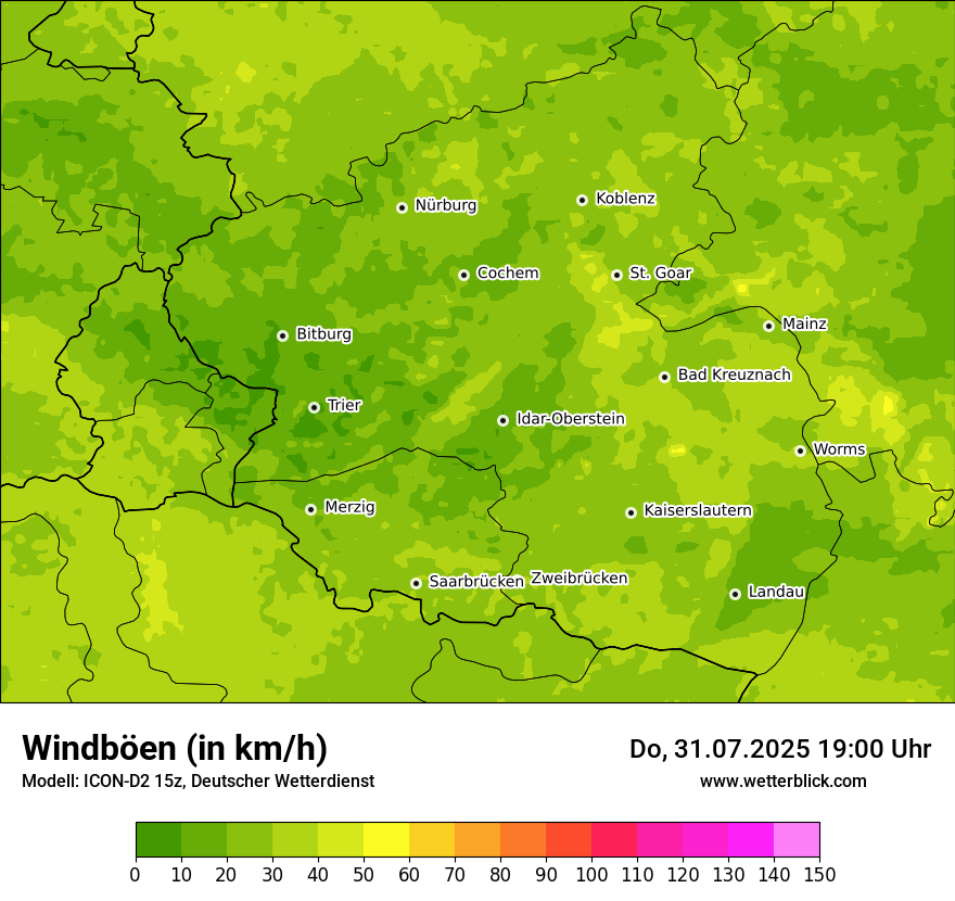 Modellkarten Windgeschwindigkeit