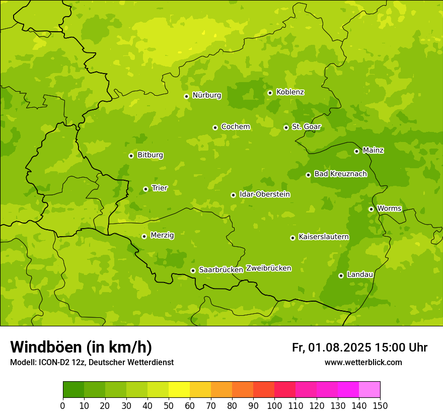 Modellkarten Windgeschwindigkeit