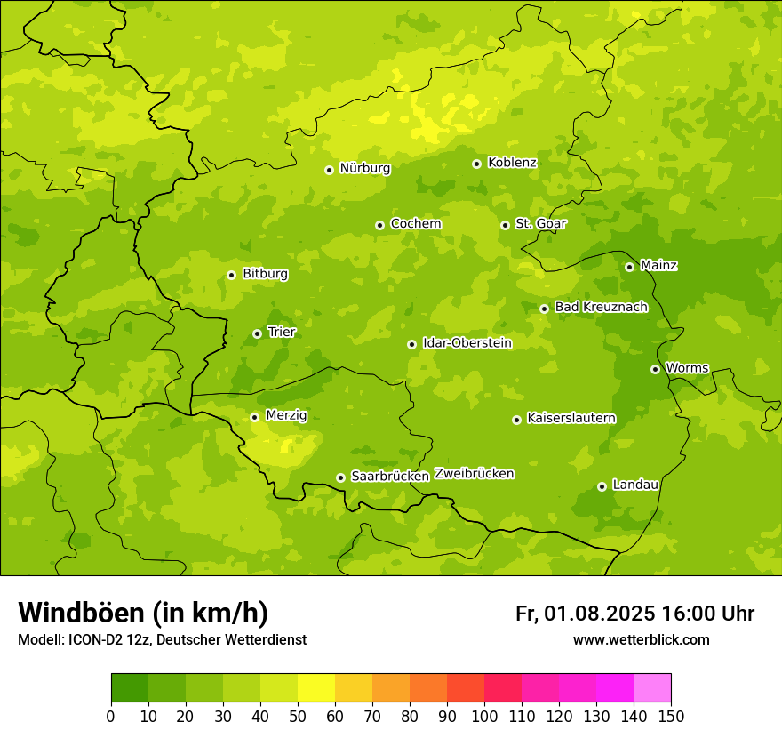 Modellkarten Windgeschwindigkeit